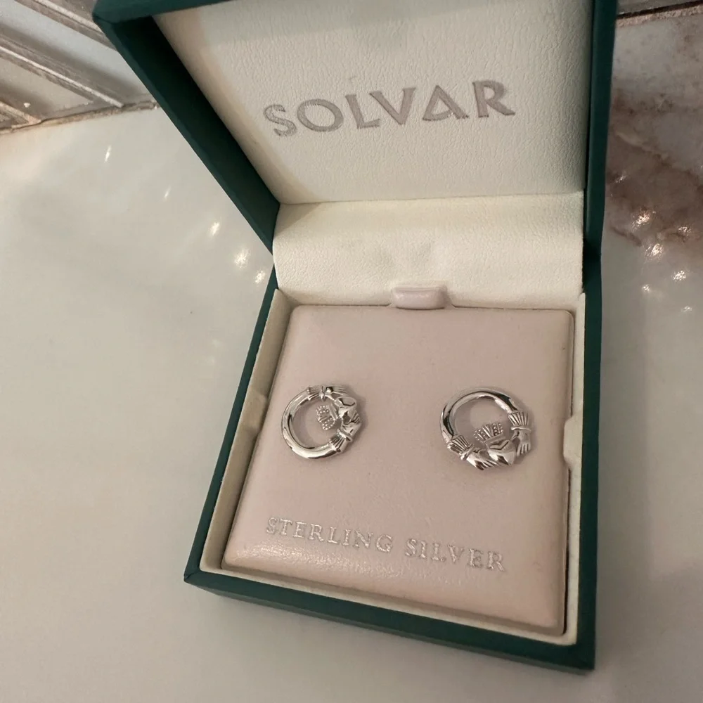 Sterling Silver Claddagh Stud Earring